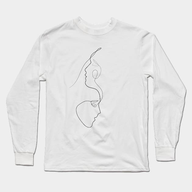 Two Faces | One Line Artist | Minimal Art | One Line Art | Minimalist Long Sleeve T-Shirt by One Line Artist